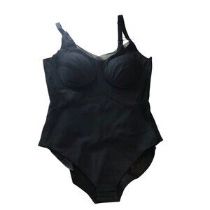 Honeylove Shape Wear Cami Bodysuit Mesh Trim Black 1X